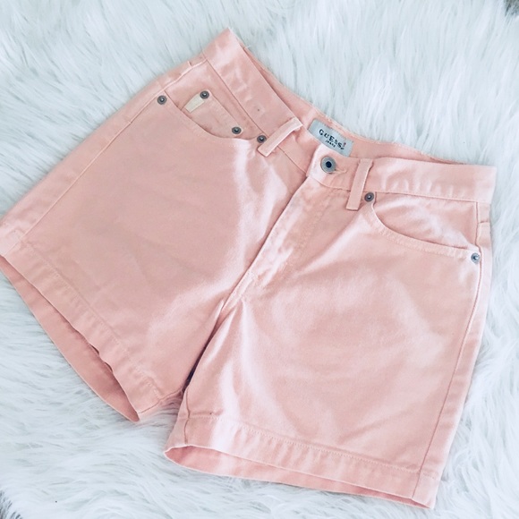 SOLD. Vintage peach Guess Jeans Shorts - Picture 2 of 8